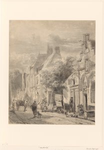 Straatgezicht in Harderwijk door Cornelis Springer