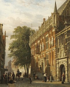 Het Stadhuis in Kampen, Nederland door Cornelis Springer