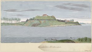 Fort Caliture op Ceylon, gezien van de rivier door Cornelis Steiger