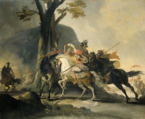 Alexander de Grote bij de Slag aan de Granicus tegen de Perzen door Cornelis Troost