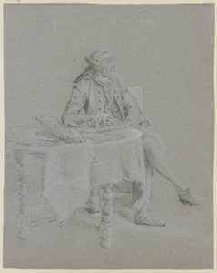 Cavalier zittend aan tafel door Cornelis Troost