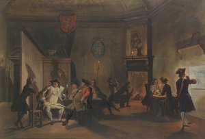 Interieur met militaire officieren
