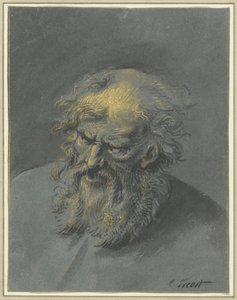 Kop van een oude man met baard (een apostel of filosoof) door Cornelis Troost