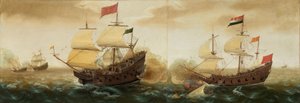 Een Zeeslag tussen Nederlandse en Spaanse Oorlogsschepen