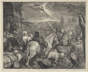 Abraham verlaat Haran door Cornelis Visscher (II)