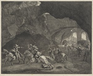 Pistoolschot tijdens een overval door Cornelis Visscher (II)