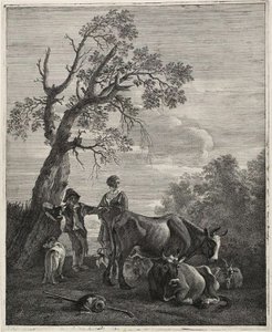 Een rustende kudde door Cornelis Visscher