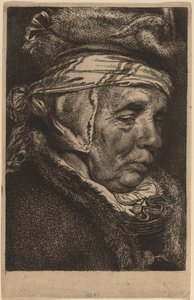 Hoofd van een Oude Vrouw (Moeder van Visscher) door Cornelis Visscher