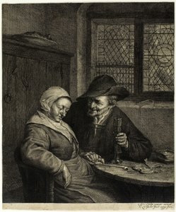 Oude man en vrouw door Cornelis Visscher