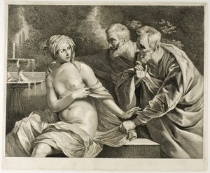 Susanna en de ouderlingen, uit Cabinet Reynst door Cornelis Visscher