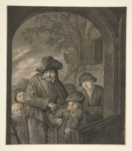 Zonder titel (Muzikanten bij een herbergdeur) door Cornelis Visscher