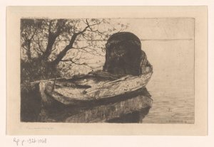 Aangemeerde roeiboot met een overkapping
