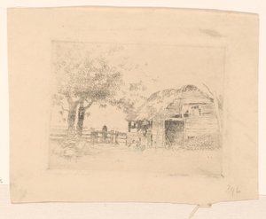 Oude schuur met rieten dak door Cornelis Vreedenburgh