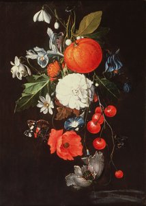 Stilleven met fruit en bloemen door Cornelis de Heem