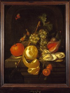 Stilleven met fruit en oesters, midden 1650s
