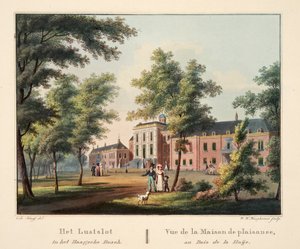 Het Lustslot in het Haagsche Bosch. Vue de la Maison de plaisance, au Bois de la Haije, 1825
