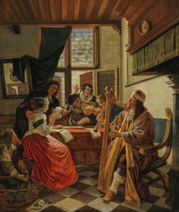 Muziekmakend gezelschap in een interieur, 1670s door Cornelis de Man