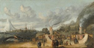 De walvistraanraffinaderij bij het dorp Smerenburg door Cornelis de Man