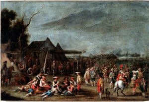 Bivak van soldaten door Cornelis de Wael