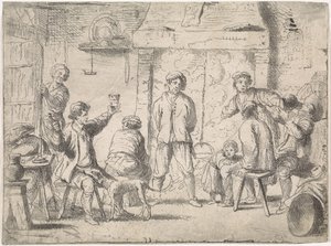 Boeren in een herberg door Cornelis de Wael