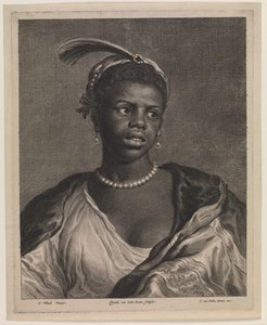 Portret van een Afrikaanse vrouw met parelketting