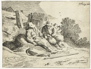 Landlieden langs de kant van de weg door Cornelis van Kittensteyn (attributed to)