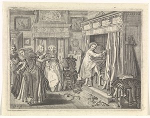 Slaapkamertafereel door Cornelis van Kittensteyn