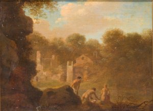 Landschap met Nimfen die Baden