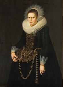 Portret van een 22-jarige vrouw door Cornelis van der Voort