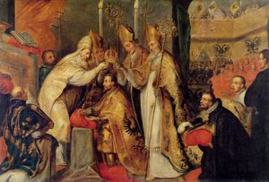 De kroning van Karel V (1500-58) Heilige Roomse Keizer door Cornelius I Schut