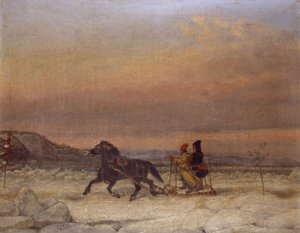 Slee in de Sneeuw door Cornelius Krieghoff