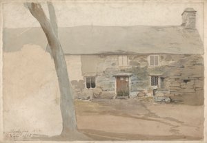 Cottages in Llanllyfni, Noord-Wales door Cornelius Varley