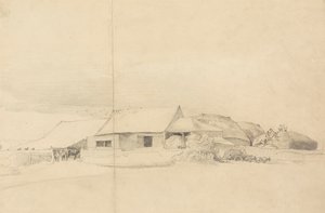 Boerderijgebouwen met Stapelmakers door Cornelius Varley