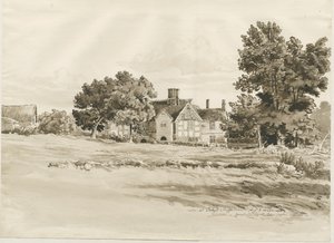 Oaken - Boerderij: sepia was tekening, 5 aug 1820