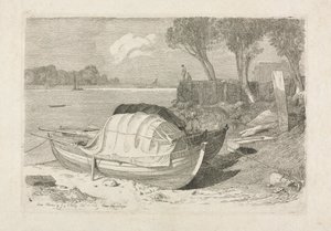 Twee Gestrande Vissersboten, 1809 door Cornelius Varley