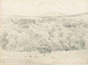 Wrottesley Hall - Uitzicht op de Malvern Hills door Cornelius Varley