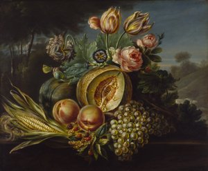 Stilleven met fruit en bloemen, 1824