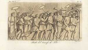 Romeinse soldaten marcheren in processie met oorlogsbuit op de Boog van Titus door Corsi Corsi