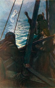 Jezus die op het Water loopt door Corwin Knapp Linson