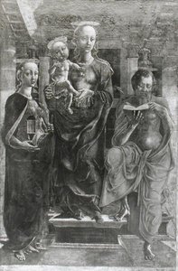 De Maagd en Kind met Maria Magdalena en St. Hiëronymus door Cosimo Tura