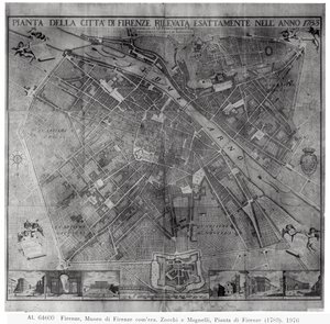 Plattegrond van de stad Florence, 1783 door Cosimo Zocchi