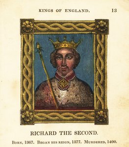Portret van Koning Richard de Tweede, Richard II van Engeland, geboren 1367, begon te regeren in 1377 en vermoord in 1400