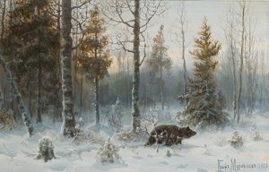 Winterlandschap met beer, 1907