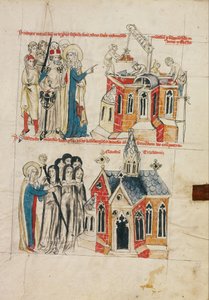 Hedwig en het nieuwe klooster; nonnen uit Bamberg vestigen zich in het nieuwe klooster door Court workshop of Duke Ludwig I of Liegnitz and Brieg