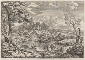 Een man toont Mercurius de adelaar van Jupiter door Crescenzio Onofri