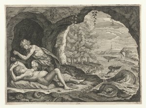 Peleus besluipt de slapende Thetis