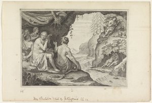 Polyphemus en Acis beminnen Galatea door Crispijn van de Passe (II)