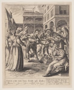 De zoon die zijn erfenis ontvangt, uit De parabel van de verloren zoon door Crispijn van de Passe I