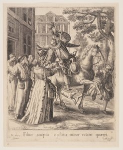De zoon die afscheid neemt, uit De parabel van de verloren zoon door Crispijn van de Passe I