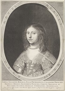 Portret van Louise Henriëtte, prinses van Oranje, op 12-jarige leeftijd door Crispijn van den Queborn